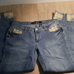 Beautiful blinged out lace infused jeans